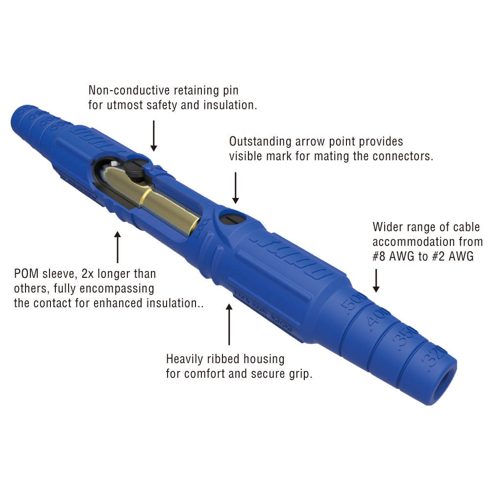 K-LOK 150A cutaway cross-section showing insulation ring, alignment arrow, double set-screw termination, and tension hole feature